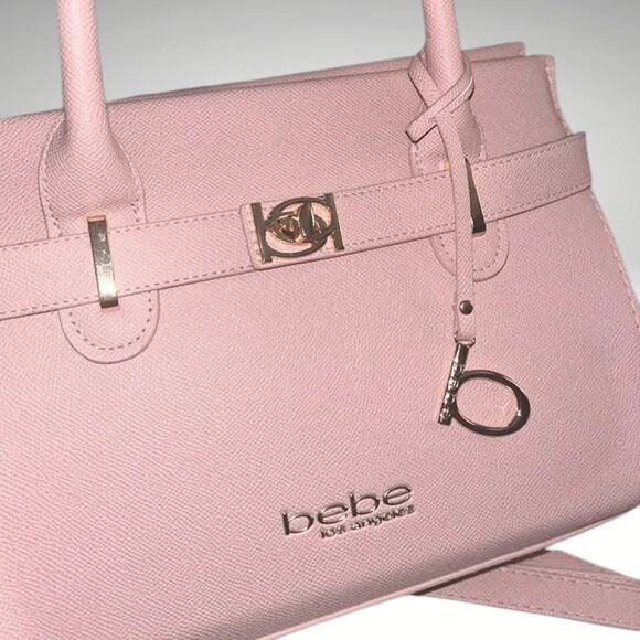 NWT BEBE Los Angeles Women's Evie Crossbody Satchel Bag Pearl Pink SAME DAY SHIP - Picture 3 of 8